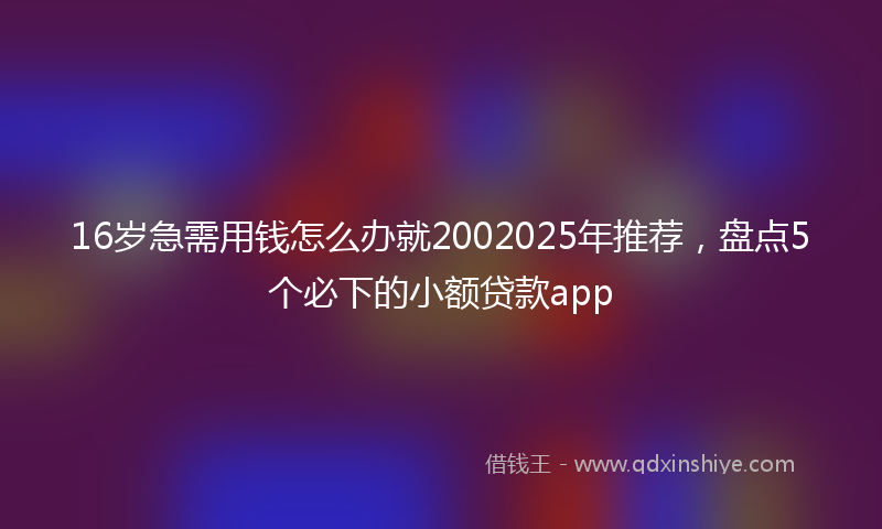 16岁急需用钱怎么办就2002025年推荐，盘点5个必下的小额贷款app