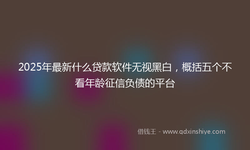 2025年最新什么贷款软件无视黑白，概括五个不看年龄征信负债的平台