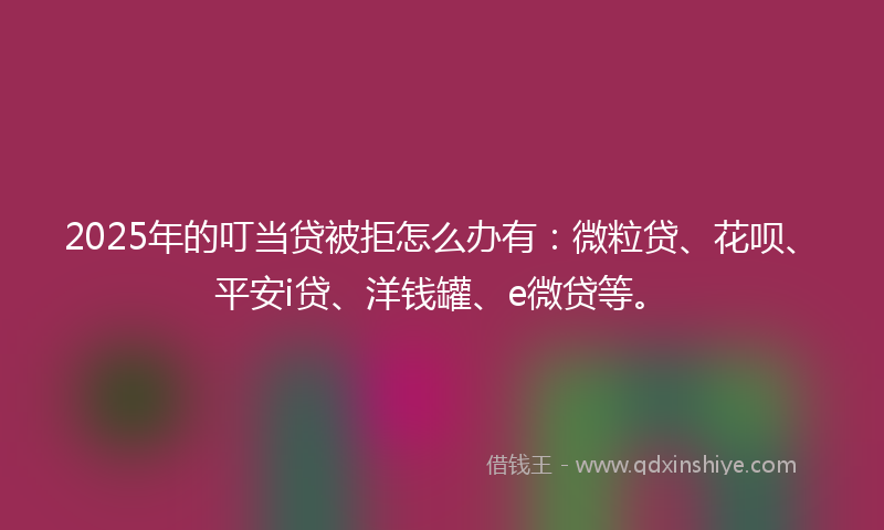 2025年的叮当贷被拒怎么办有：微粒贷、花呗、平安i贷、洋钱罐、e微贷等。