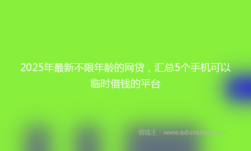 2025年最新不限年龄的网贷，汇总5个手机可以临时借钱的平台