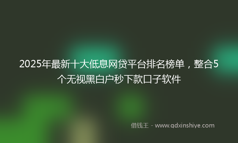 2025年最新十大低息网贷平台排名榜单，整合5个无视黑白户秒下款口子软件