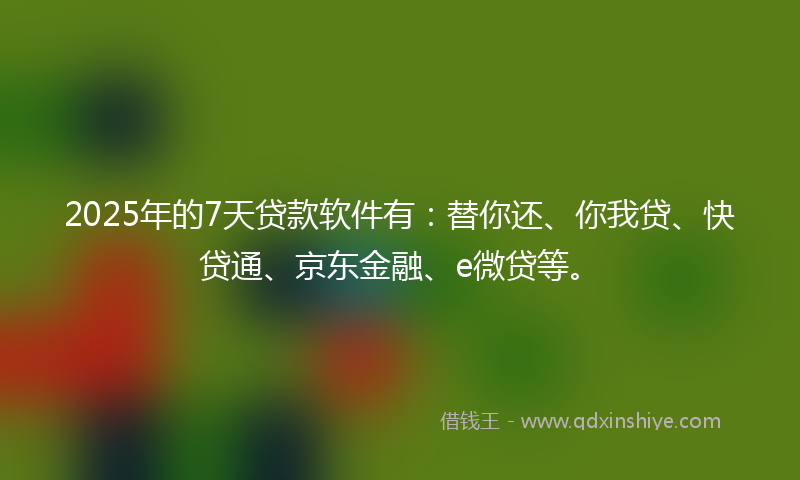 2025年的7天贷款软件有：替你还、你我贷、快贷通、京东金融、e微贷等。