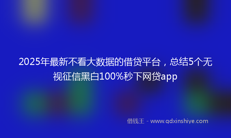 2025年最新不看大数据的借贷平台，总结5个无视征信黑白100%秒下网贷app
