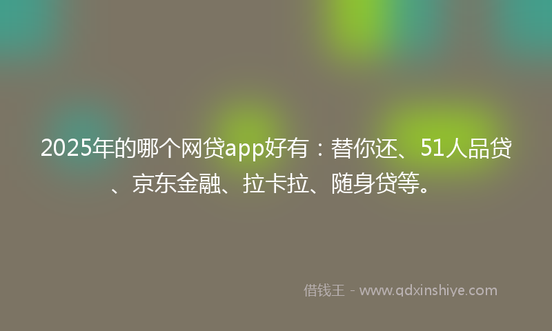 2025年的哪个网贷app好有：替你还、51人品贷、京东金融、拉卡拉、随身贷等。