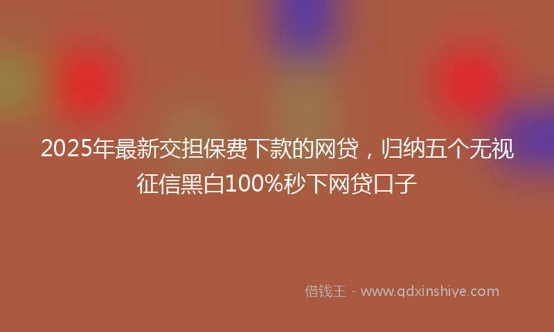 2025年最新交担保费下款的网贷，归纳五个无视征信黑白100%秒下网贷口子