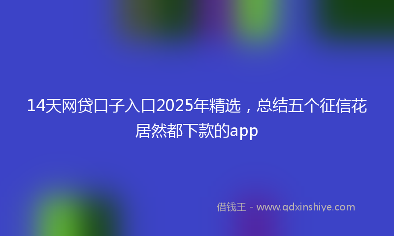 14天网贷口子入口2025年精选，总结五个征信花居然都下款的app