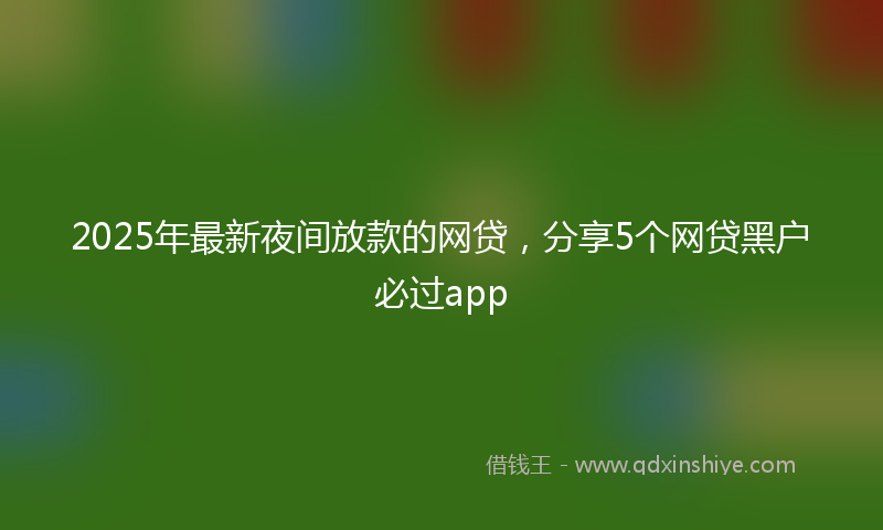 2025年最新夜间放款的网贷，分享5个网贷黑户必过app