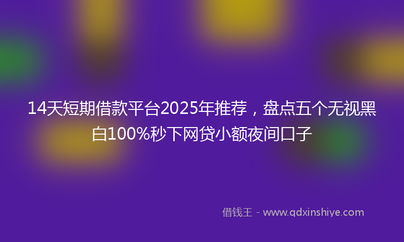 14天短期借款平台2025年推荐，盘点五个无视黑白100%秒下网贷小额夜间口子