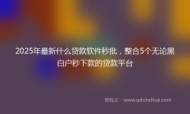 2025年最新什么贷款软件秒批，整合5个无论黑白户秒下款的贷款平台