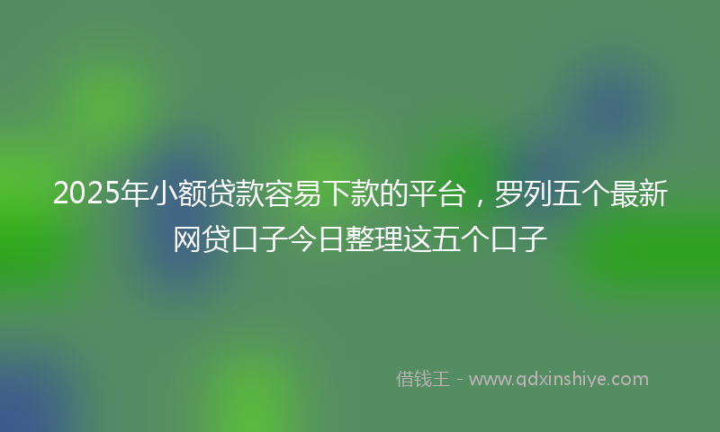 2025年小额贷款容易下款的平台，罗列五个最新网贷口子今日整理这五个口子