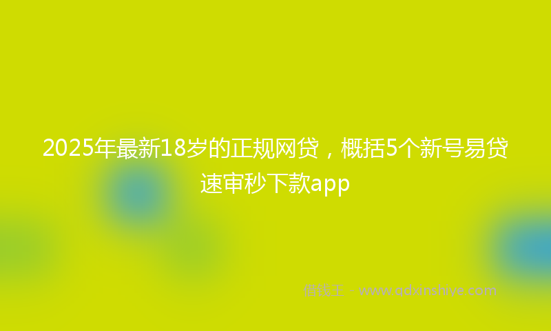 2025年最新18岁的正规网贷，概括5个新号易贷速审秒下款app