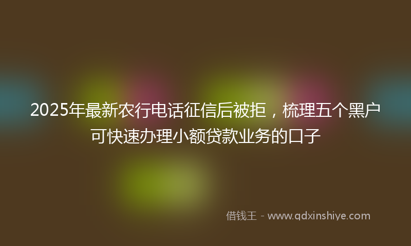 2025年最新农行电话征信后被拒，梳理五个黑户可快速办理小额贷款业务的口子