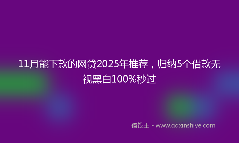 11月能下款的网贷2025年推荐，归纳5个借款无视黑白100%秒过