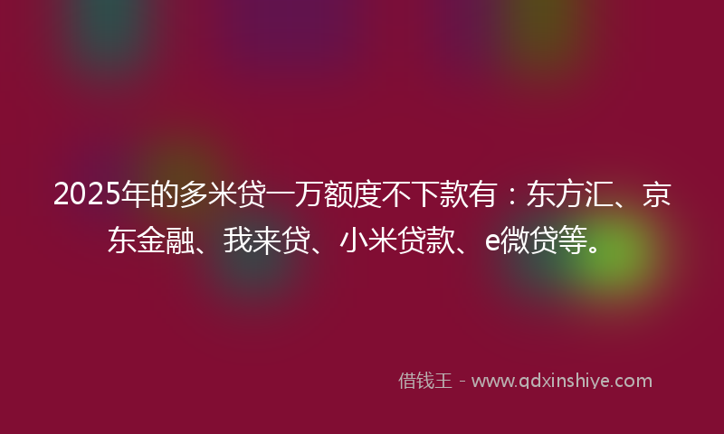 2025年的多米贷一万额度不下款有：东方汇、京东金融、我来贷、小米贷款、e微贷等。