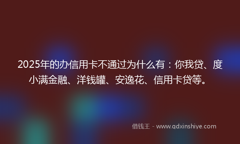 2025年的办信用卡不通过为什么有：你我贷、度小满金融、洋钱罐、安逸花、信用卡贷等。
