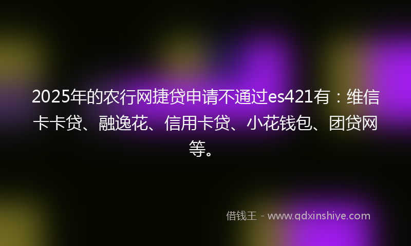 2025年的农行网捷贷申请不通过es421有：维信卡卡贷、融逸花、信用卡贷、小花钱包、团贷网等。