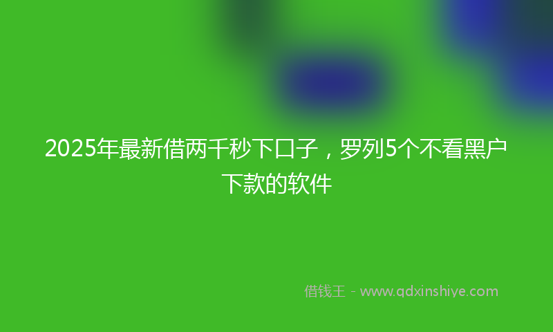 2025年最新借两千秒下口子，罗列5个不看黑户下款的软件