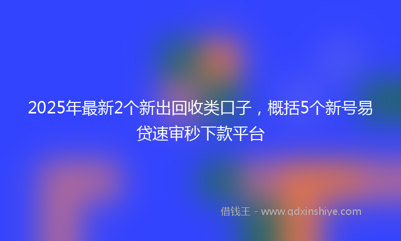2025年最新2个新出回收类口子，概括5个新号易贷速审秒下款平台
