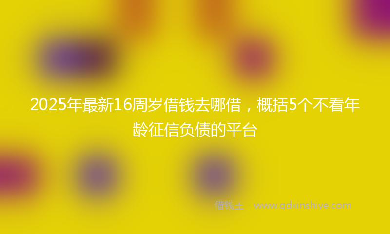 2025年最新16周岁借钱去哪借，概括5个不看年龄征信负债的平台