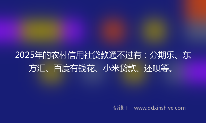 2025年的农村信用社贷款通不过有：分期乐、东方汇、百度有钱花、小米贷款、还呗等。