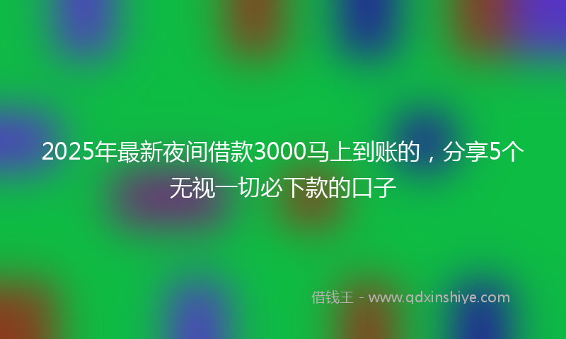 2025年最新夜间借款3000马上到账的，分享5个无视一切必下款的口子