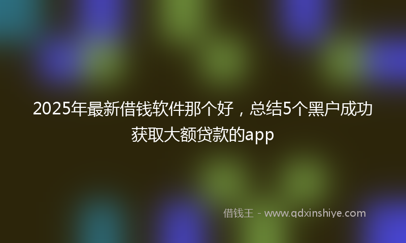 2025年最新借钱软件那个好，总结5个黑户成功获取大额贷款的app
