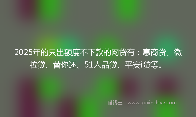 2025年的只出额度不下款的网贷有：惠商贷、微粒贷、替你还、51人品贷、平安i贷等。