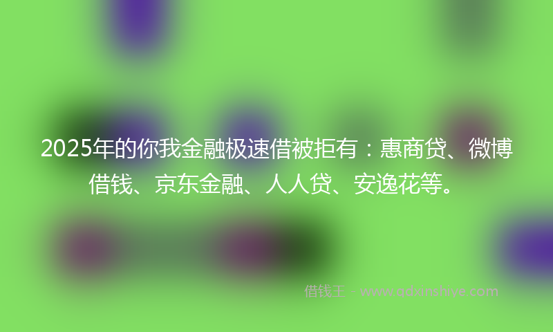 2025年的你我金融极速借被拒有：惠商贷、微博借钱、京东金融、人人贷、安逸花等。
