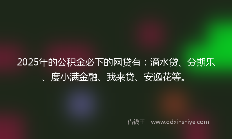2025年的公积金必下的网贷有：滴水贷、分期乐、度小满金融、我来贷、安逸花等。