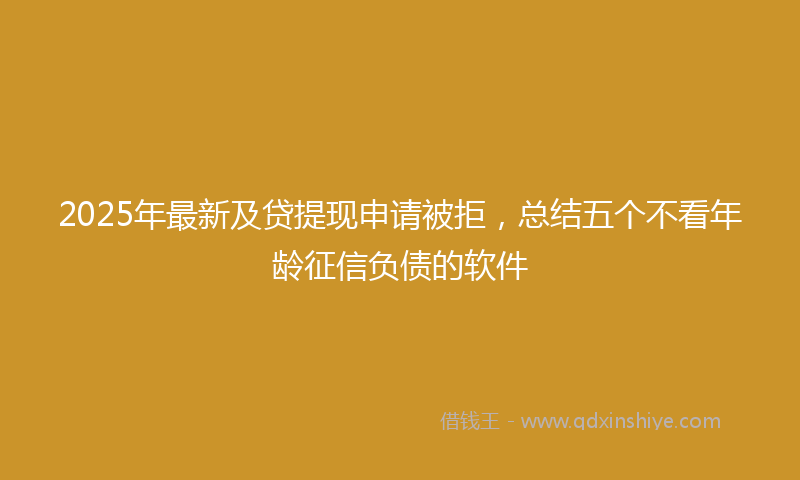 2025年最新及贷提现申请被拒，总结五个不看年龄征信负债的软件