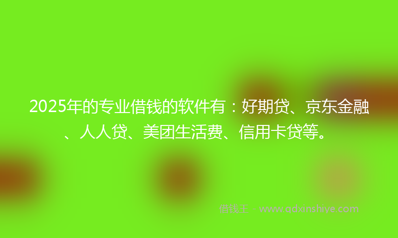 2025年的专业借钱的软件有：好期贷、京东金融、人人贷、美团生活费、信用卡贷等。