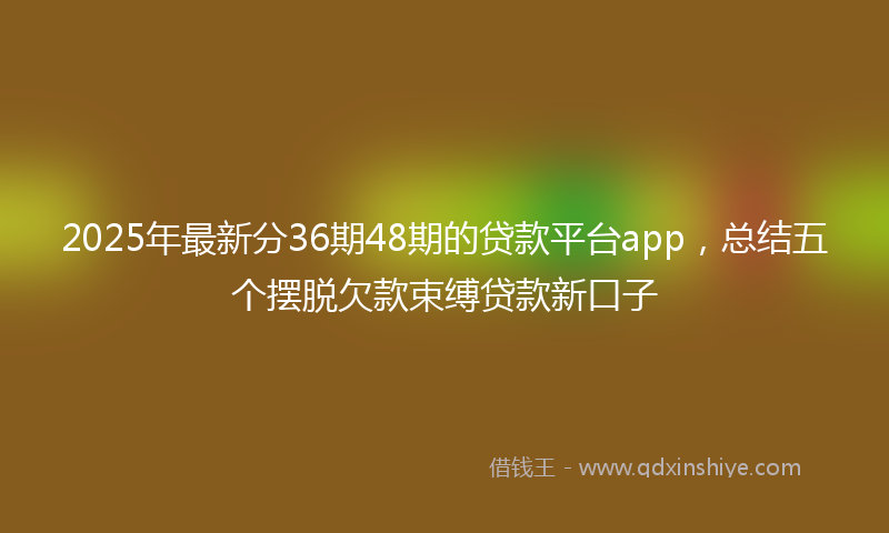 2025年最新分36期48期的贷款平台app，总结五个摆脱欠款束缚贷款新口子