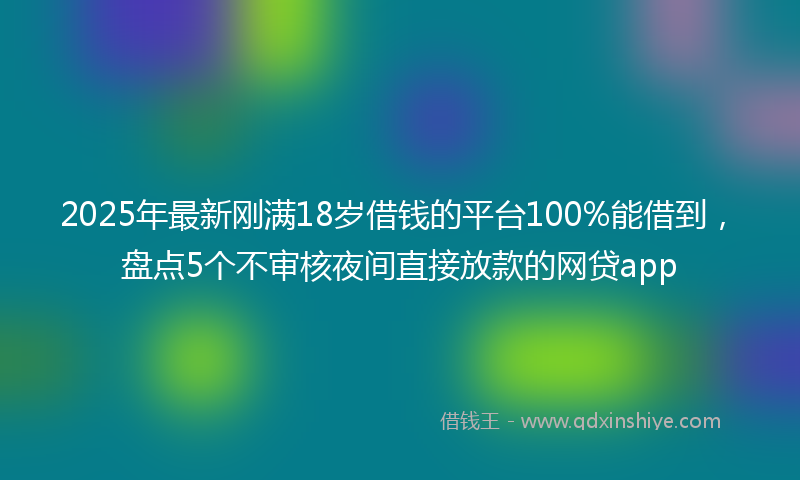 2025年最新刚满18岁借钱的平台100%能借到，盘点5个不审核夜间直接放款的网贷app