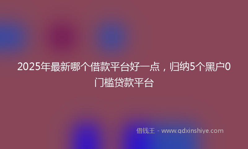 2025年最新哪个借款平台好一点，归纳5个黑户0门槛贷款平台