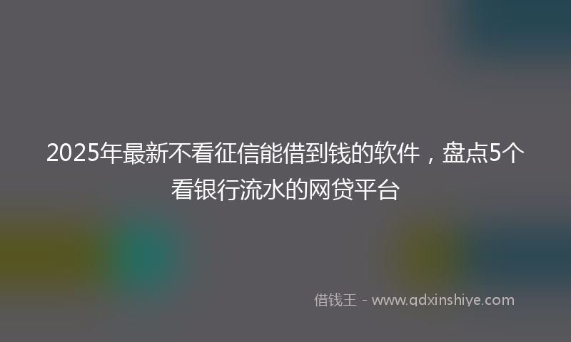 2025年最新不看征信能借到钱的软件，盘点5个看银行流水的网贷平台