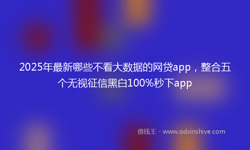 2025年最新哪些不看大数据的网贷app，整合五个无视征信黑白100%秒下app