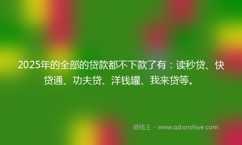 2025年的全部的贷款都不下款了有：读秒贷、快贷通、功夫贷、洋钱罐、我来贷等。