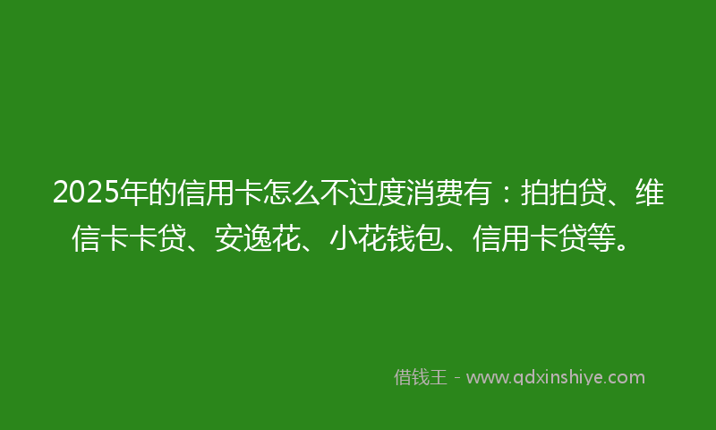 2025年的信用卡怎么不过度消费有：拍拍贷、维信卡卡贷、安逸花、小花钱包、信用卡贷等。