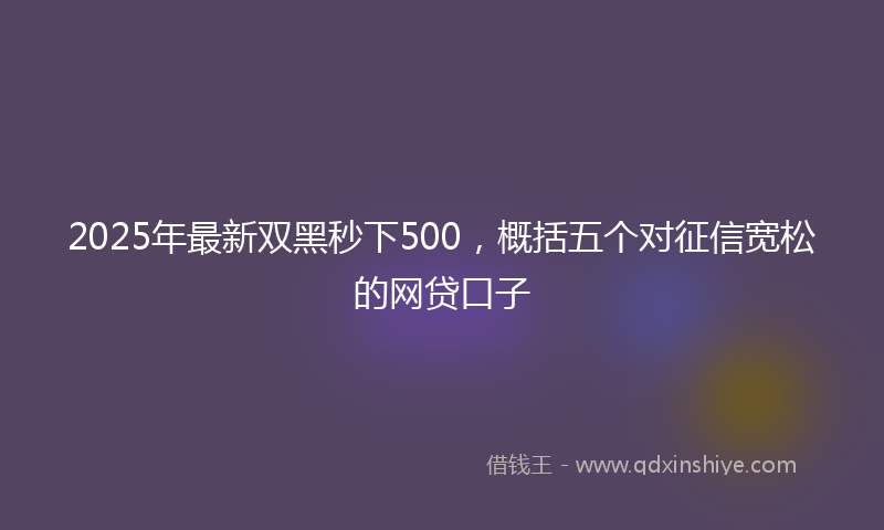 2025年最新双黑秒下500，概括五个对征信宽松的网贷口子