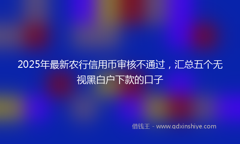 2025年最新农行信用币审核不通过，汇总五个无视黑白户下款的口子