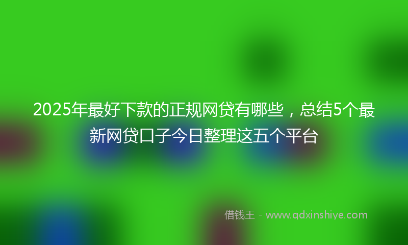 2025年最好下款的正规网贷有哪些，总结5个最新网贷口子今日整理这五个平台