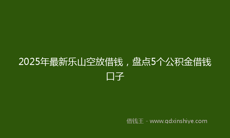 2025年最新乐山空放借钱，盘点5个公积金借钱口子
