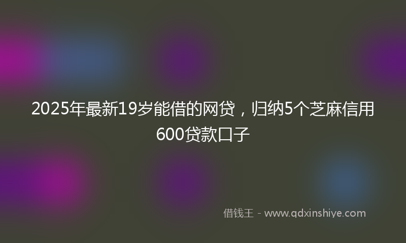 2025年最新19岁能借的网贷，归纳5个芝麻信用600贷款口子