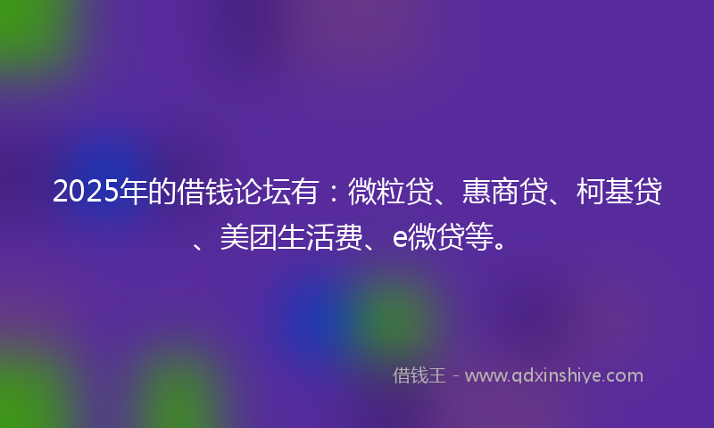 2025年的借钱论坛有：微粒贷、惠商贷、柯基贷、美团生活费、e微贷等。