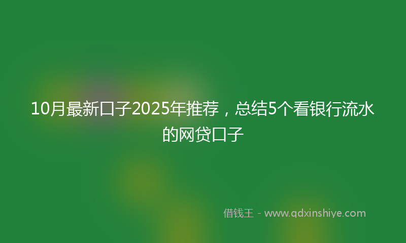 10月最新口子2025年推荐，总结5个看银行流水的网贷口子