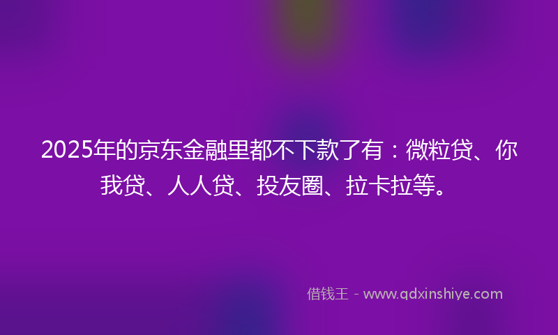 2025年的京东金融里都不下款了有：微粒贷、你我贷、人人贷、投友圈、拉卡拉等。