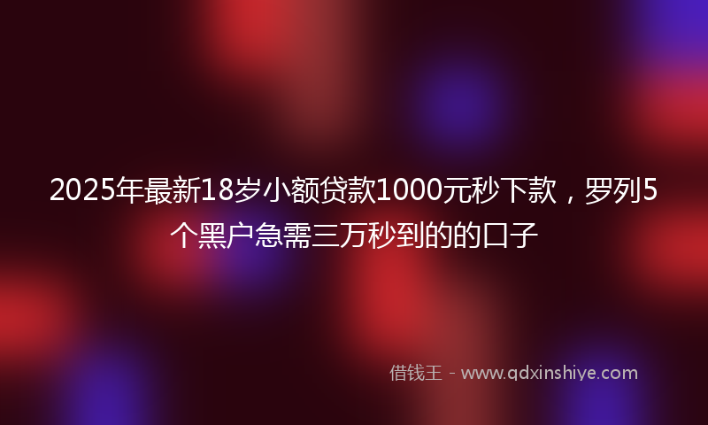 2025年最新18岁小额贷款1000元秒下款，罗列5个黑户急需三万秒到的的口子