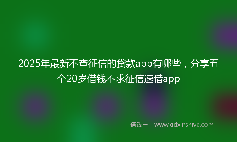 2025年最新不查征信的贷款app有哪些，分享五个20岁借钱不求征信速借app