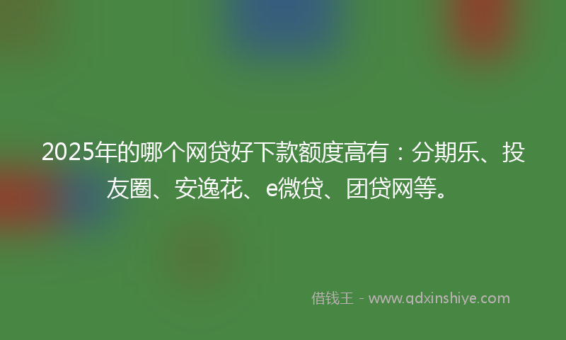 2025年的哪个网贷好下款额度高有：分期乐、投友圈、安逸花、e微贷、团贷网等。