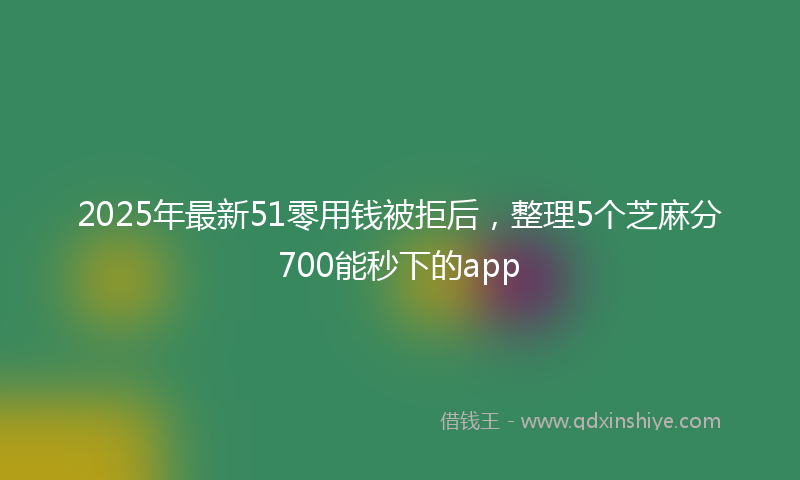 2025年最新51零用钱被拒后，整理5个芝麻分700能秒下的app